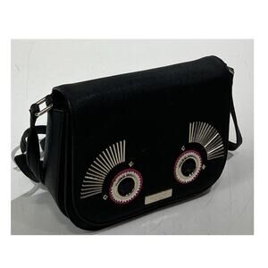 Kate Spade New York Warm And Fuzzy Monster Large Carsen Crossbody Bag Black EUC